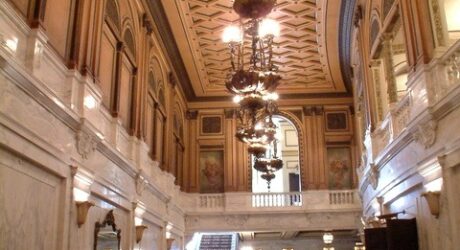 Orpheum Theatre Los Angeles CA lobby orchestra level Photo by Cinema Treasures User Ken Roe