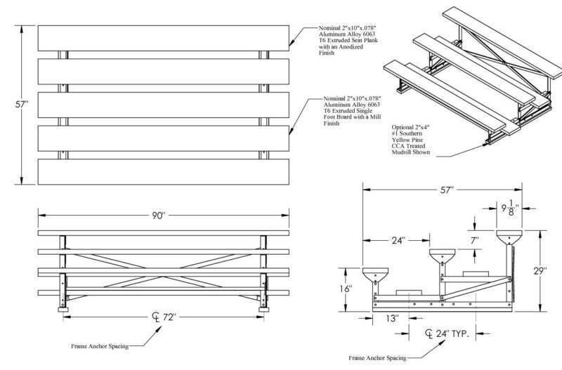 3 Row Bleachers | 7.5′ Length