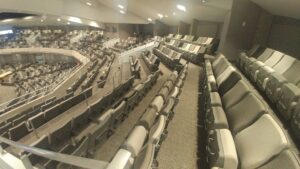 auditorium fixed seating many colors fabric