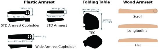 theater seat armrests and folding tables