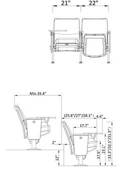 acclaim with tablet arm theatre seating