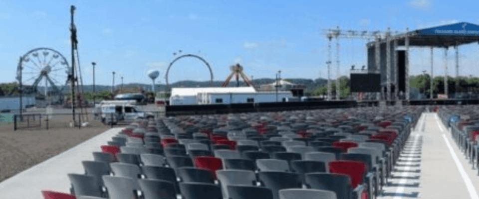 Stadium seating and Arena Seats at an outdoor football field