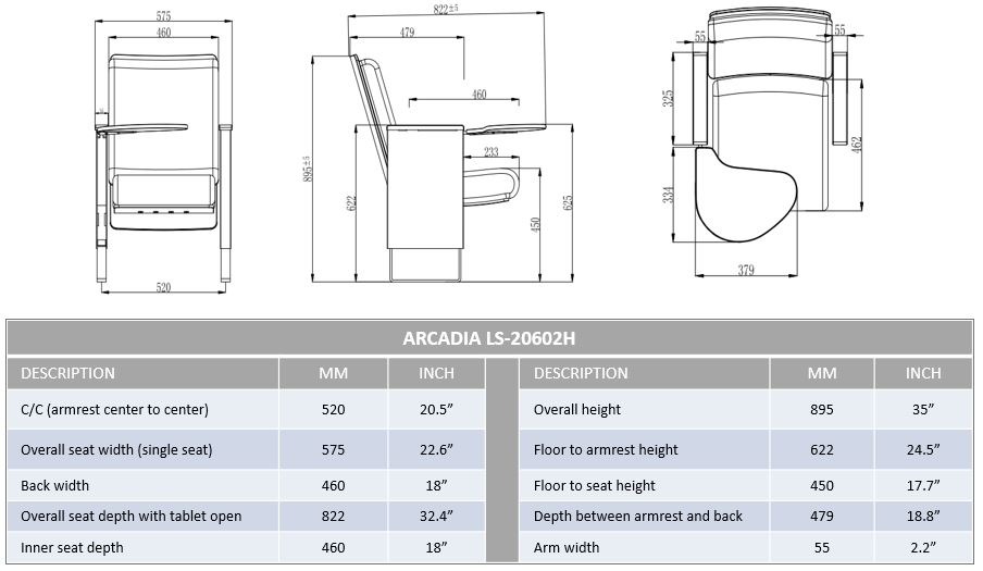 Arcadia for auditorium seating and theater seat