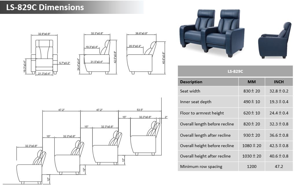 Valerio seats have swing back cinema seating for comfort while watching movie