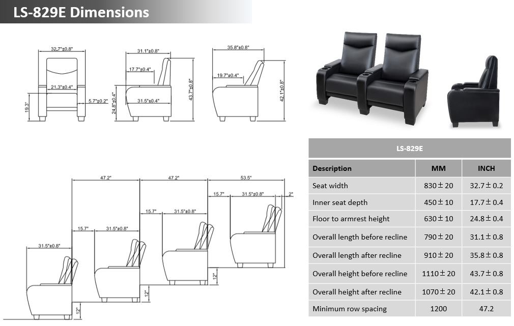 Valerio seats have swing back cinema seating for comfort while watching movie