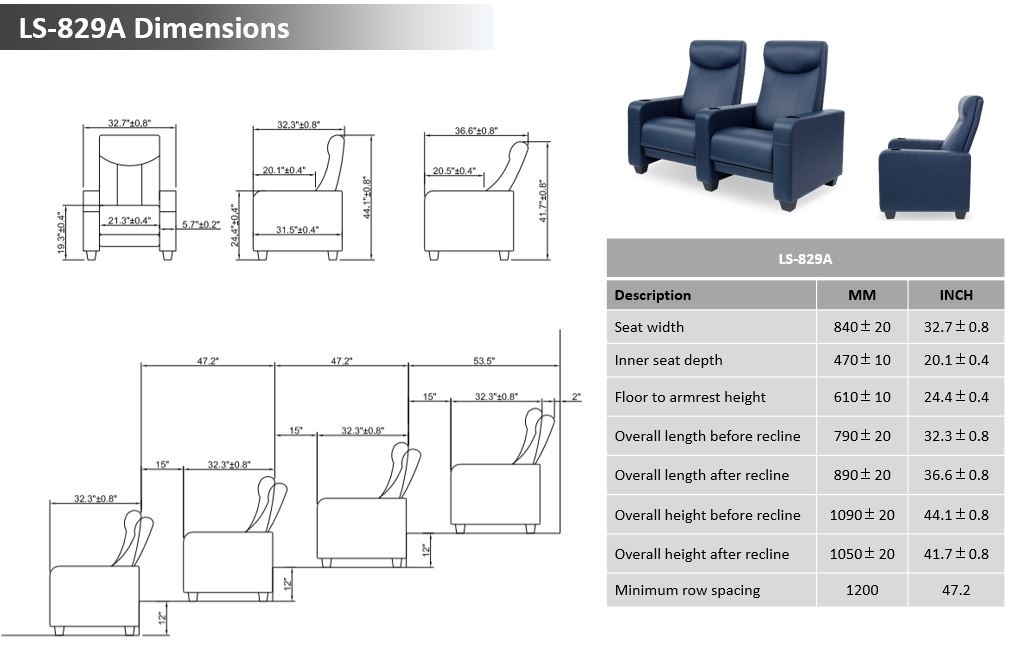 Valerio seats have swing back cinema seating for comfort while watching movie